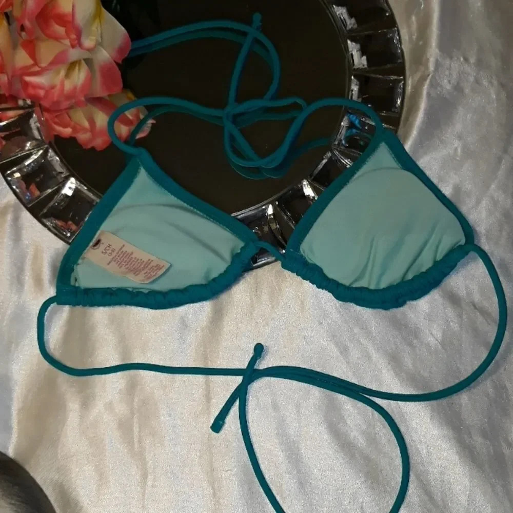 OP turquoise string bikini top S - Picture 4 of 5